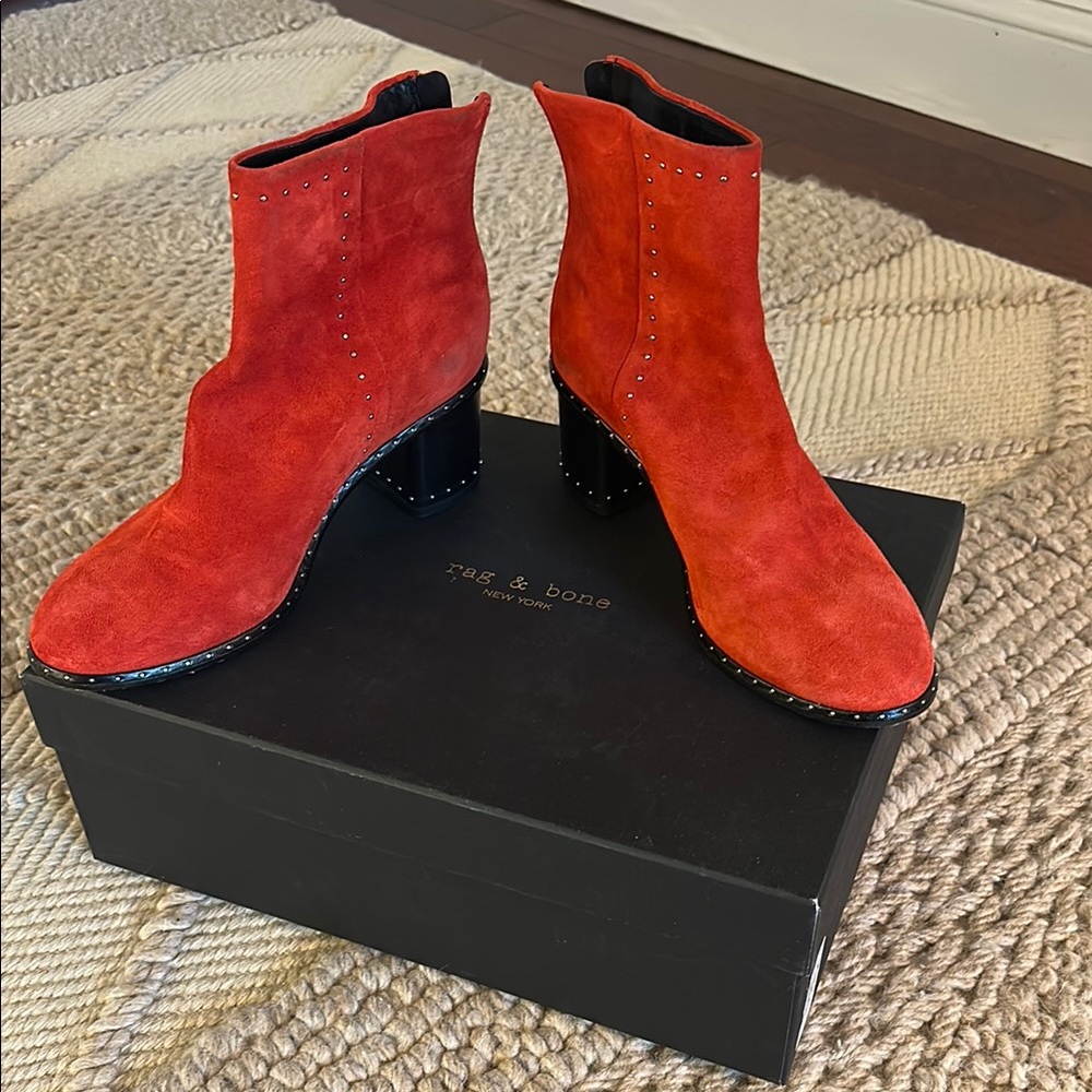 Rag & Bone Women's Red Suede Ankle Boots